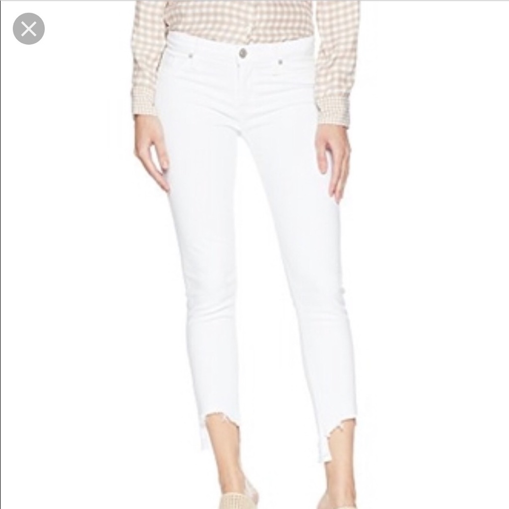 Hudson Tally Ankle Skinny White Jeans raw hem 25